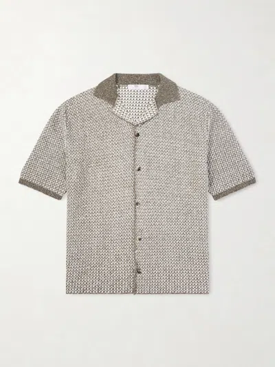 Inis Meain Tonnta Camp-collar Linen, Cotton And Cashmere-blend Shirt In Multi