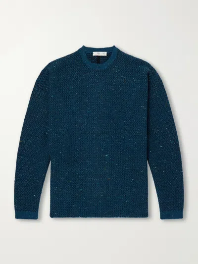 Inis Meain Tonnta Merino Wool And Cashmere-blend Sweater In Blue