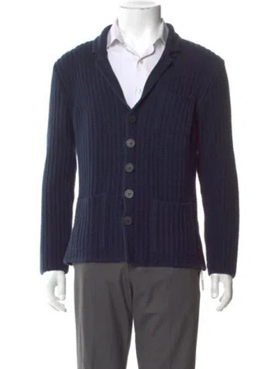 Pre-owned Inis Meain V-neck Long Sleeve Cardigan In Blue