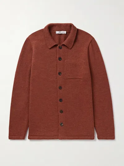 Inis Meain Wool And Linen-blend Cardigan In Brown
