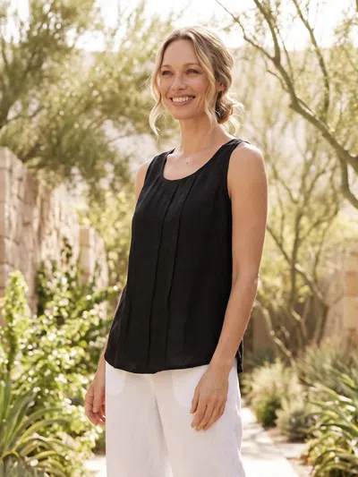 Inizio Ally Linen Tank Top In Black