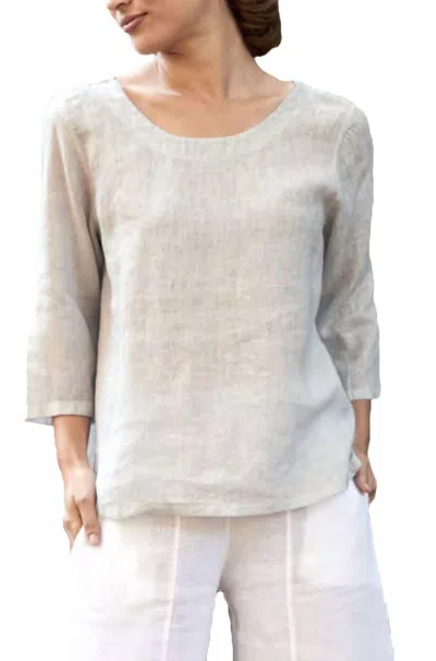 Inizio Easy Linen Top In Sandwashed Desert In Beige