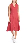 Inizio Katrina Linen Midi Dress In Red
