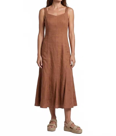 Inizio Mason Linen Maxi Dress In Copper In Brown