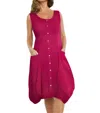 Inizio Olly Front Button Short Dress In Fuchsia In Pink