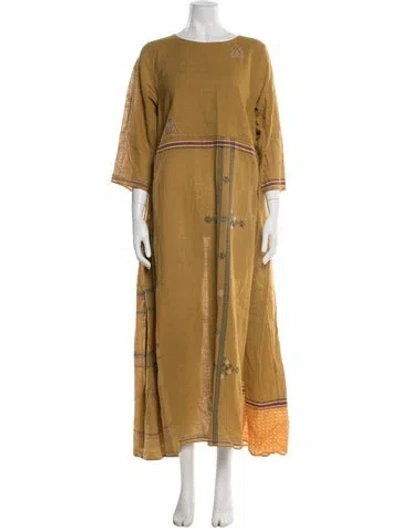 Pre-owned Injiri Bateau Neckline Long Dress In Yellow