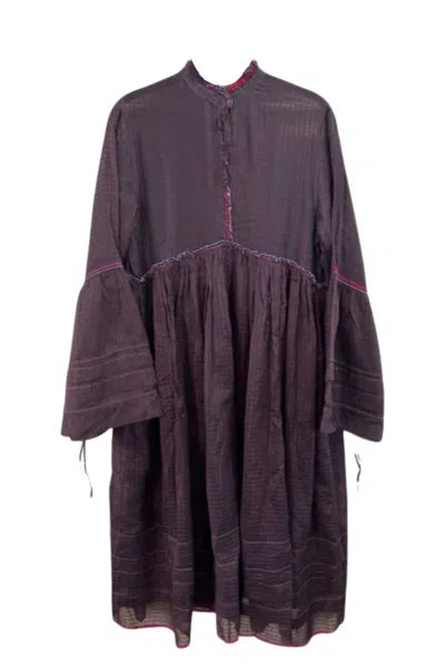 Injiri Bell Sleeve Dress In Purple In Grey