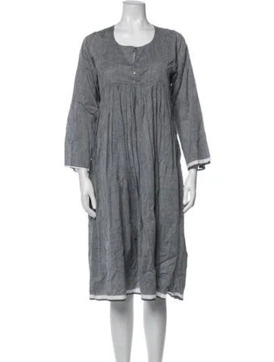 Pre-owned Injiri Crew Neck Midi Length Dress In Grey