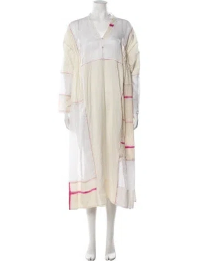 Pre-owned Injiri Patterned Long Dress In Neutrals