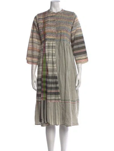 Pre-owned Injiri Patterned Midi Length Dress In Neutral