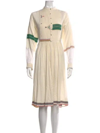 Pre-owned Injiri Patterned Midi Length Dress In Neutrals