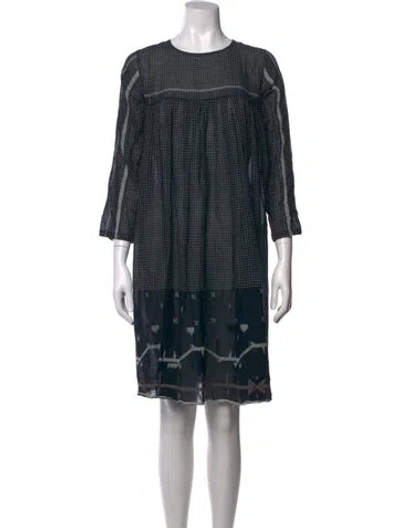Pre-owned Injiri Plaid Print Knee-length Dress In Black