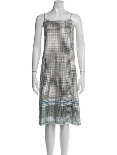 Pre-owned Injiri Plaid Print Midi Length Dress In Black