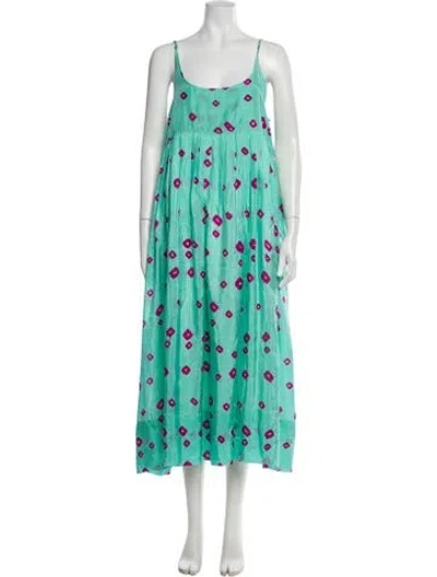 Pre-owned Injiri Polka Dot Print Long Dress W/ Tags In Green
