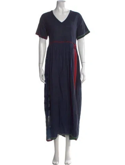 Pre-owned Injiri Printed Long Dress In Blue