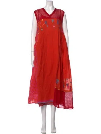 Pre-owned Injiri Printed Long Dress In Orange