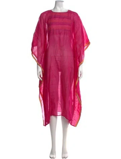 Pre-owned Injiri Printed Long Dress In Pink