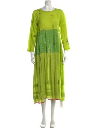 Pre-owned Injiri Printed Long Dress W/ Tags In Green