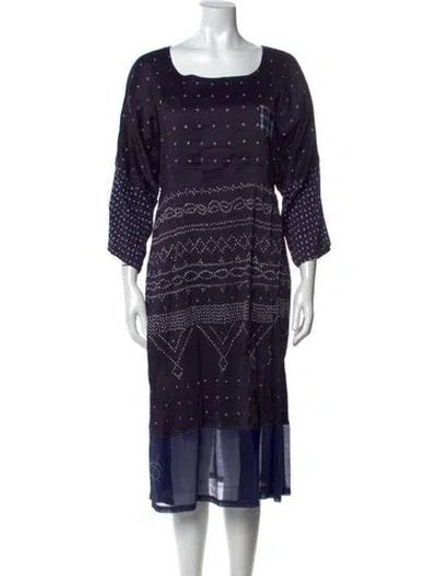 Pre-owned Injiri Printed Midi Length Dress In Blue