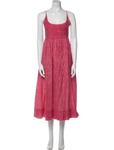 Pre-owned Injiri Printed Midi Length Dress In Red
