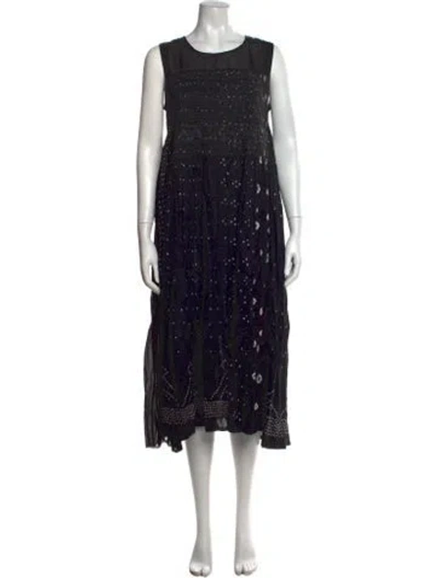 Pre-owned Injiri Printed Midi Length Dress W/ Tags In Black