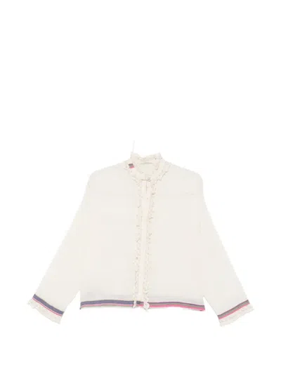 Injiri Ruffled-trim Striped Blouse In Neutral