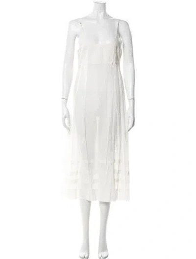 Pre-owned Injiri Scoop Neck Long Dress In Neutral