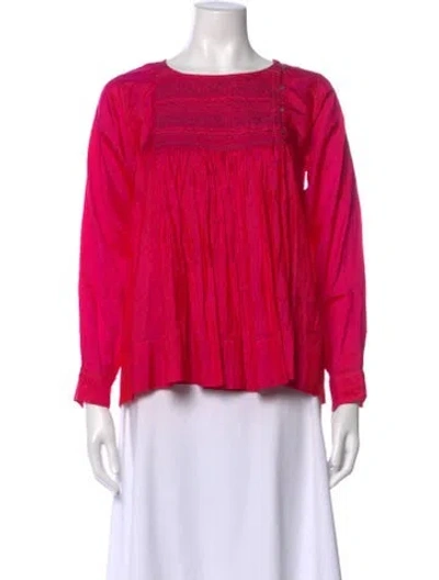 Pre-owned Injiri Silk Crew Neck Blouse In Pink