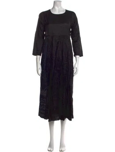 Pre-owned Injiri Silk Long Dress In Black