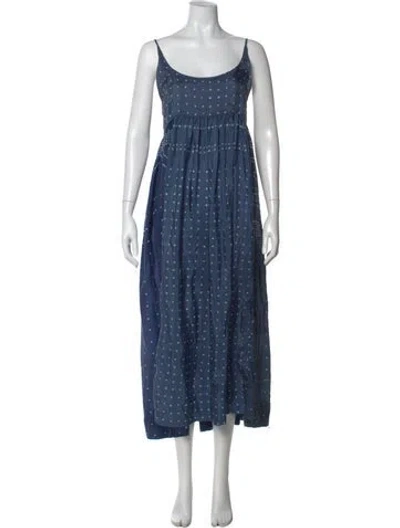 Pre-owned Injiri Silk Long Dress In Blue