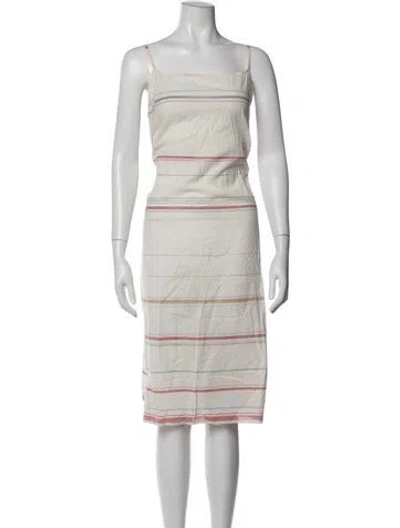 Pre-owned Injiri Striped Knee-length Dress W/ Tags In Neutrals