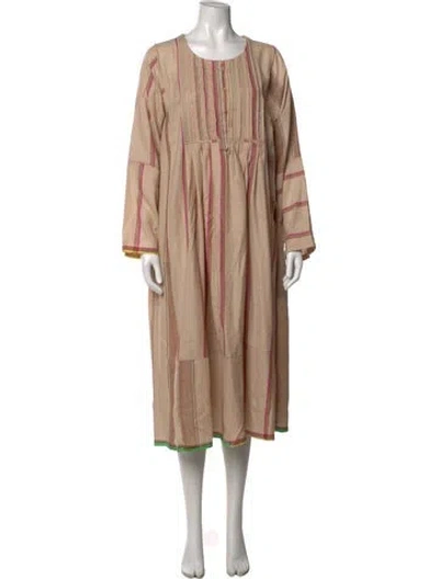 Pre-owned Injiri Striped Long Dress In Neutrals