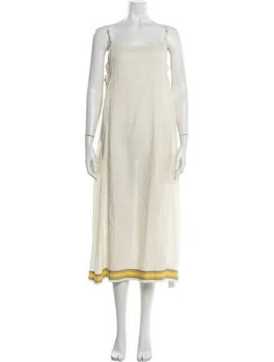 Pre-owned Injiri Striped Long Dress In Neutrals