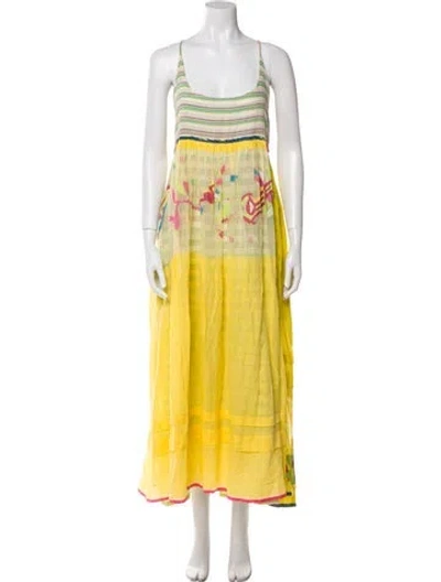 Pre-owned Injiri Striped Long Dress W/ Tags In Yellow