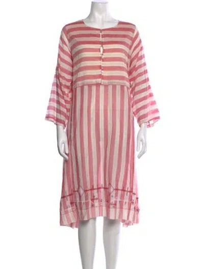 Pre-owned Injiri Striped Midi Length Dress In Pink