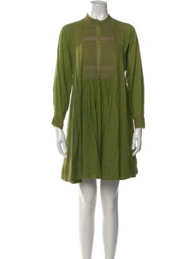 Pre-owned Injiri Striped Mini Dress In Green
