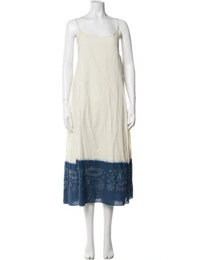 Pre-owned Injiri Tie-dye Print Midi Length Dress In Neutrals