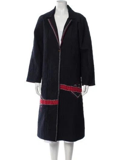 Pre-owned Injiri Wool Patterned Coat In Blue