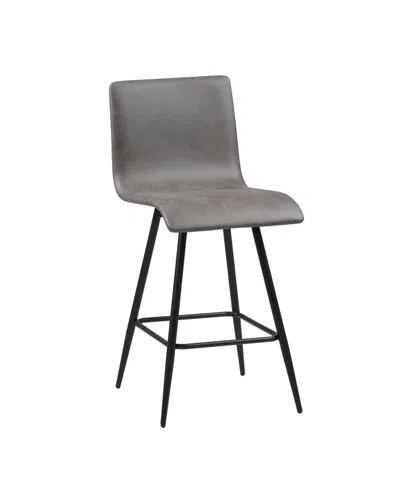 Ink+ivy 17.5" Wide Faux Leather Adams Swivel Counter Stool In Gray