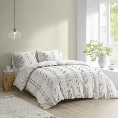 Ink+ivy 3 Piece Cotton Jacquard Bedding Set In Ivory