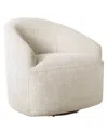 Ink+ivy 30" Wood Bonn Wide Upholstered 360 Degree Swivel Chair In Cream