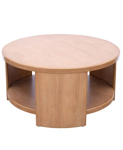 Ink+ivy 36" Wood Skye Wide Round Coffee Table With Shelf In Brown