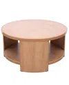 Ink+ivy 36" Wood Skye Wide Round Coffee Table With Shelf In Natural