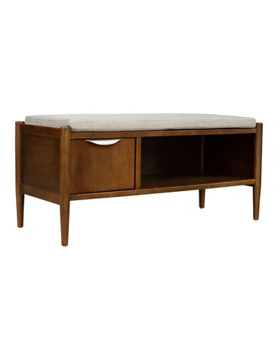 Ink+ivy 42" Arcadia Wide Accent Wood Bench With Storage And Upholstered Cushion In Brown