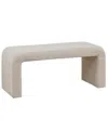 Ink+ivy 42" Wood Steve Wide Boucle Waterfall Bench In Beige