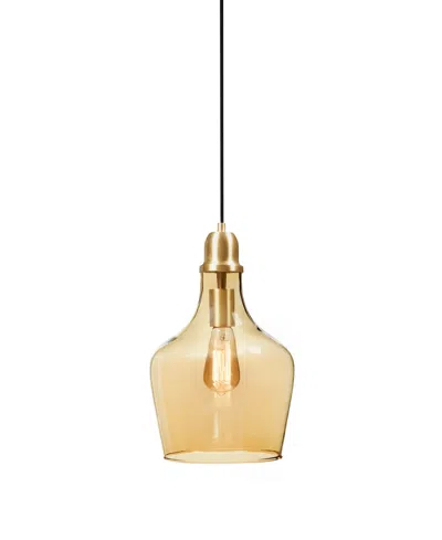 Ink+ivy 9" Auburn Bell Shaped Hanging Glass Pendant Light In Gold,amber
