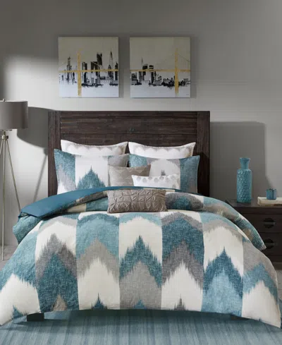 Ink+ivy Alpine Chevron Stripe 3-pc. Duvet Cover Set, Full/queen In Aqua