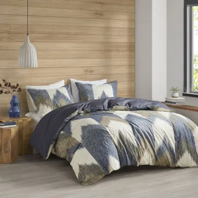 Ink+ivy Alpine Printed Cotton Duvet Cover Set In Blue