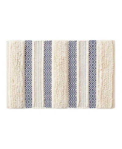 Ink+ivy Asher Woven Texture Stripe Bath Rug, 20" X 32" In Blue