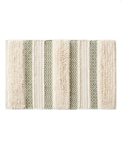 Ink+ivy Asher Woven Texture Stripe Bath Rug, 20" X 32" In Green